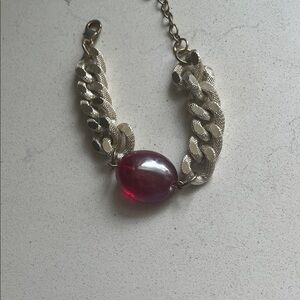 Sabika Gold Bracelet with Red Gemstone